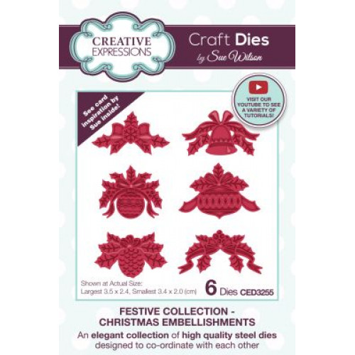 christmas embellishments - sue wilson slimline collection ced3255